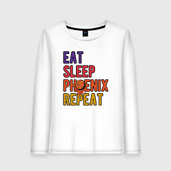 Лонгслив хлопковый женский Eat, Sleep, Phoenix, цвет: белый