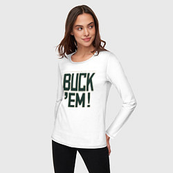 Лонгслив хлопковый женский Buck Em, цвет: белый — фото 2