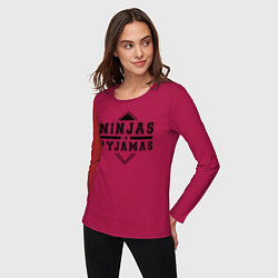 Лонгслив хлопковый женский Ninjas In Pyjamas, цвет: маджента — фото 2