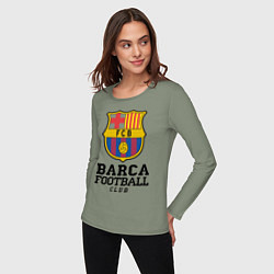 Лонгслив хлопковый женский Barcelona Football Club, цвет: авокадо — фото 2