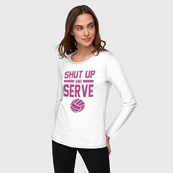 Лонгслив хлопковый женский Shut Up And Serve, цвет: белый — фото 2