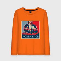 Лонгслив хлопковый женский Poker face, цвет: оранжевый
