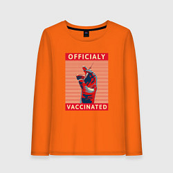 Лонгслив хлопковый женский Официально вакцинирован, цвет: оранжевый