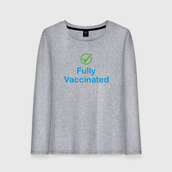 Лонгслив хлопковый женский Полная вакцинация, цвет: меланж