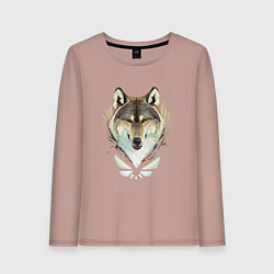 Лонгслив хлопковый женский Зимний хранитель, цвет: пыльно-розовый