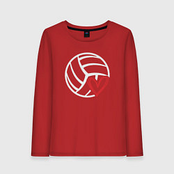 Лонгслив хлопковый женский Love Volleyball, цвет: красный