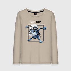 Лонгслив хлопковый женский Crazy frog, цвет: миндальный