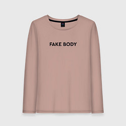 Лонгслив хлопковый женский FAKE BODY мем тикток, цвет: пыльно-розовый