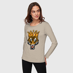 Лонгслив хлопковый женский Царь тигр, цвет: миндальный — фото 2