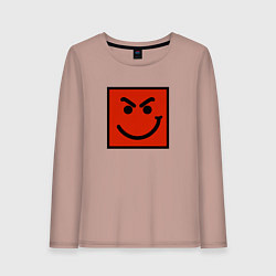 Лонгслив хлопковый женский BON JOVI HAVE A NICE DAY SMILE LOGO, цвет: пыльно-розовый