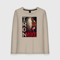 Лонгслив хлопковый женский Железный Майк Тайсон, цвет: миндальный