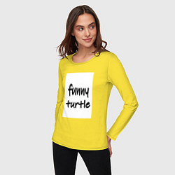 Лонгслив хлопковый женский Funny turtle, цвет: желтый — фото 2