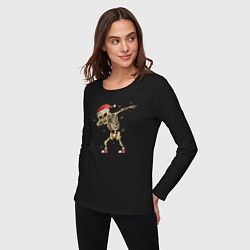 Лонгслив хлопковый женский New Year skeleton Dab, цвет: черный — фото 2
