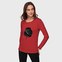 Лонгслив хлопковый женский Чёрная роза Black rose, цвет: красный — фото 2