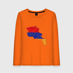 Лонгслив хлопковый женский Карта Армения, цвет: оранжевый