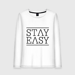 Лонгслив хлопковый женский Stay easy, цвет: белый