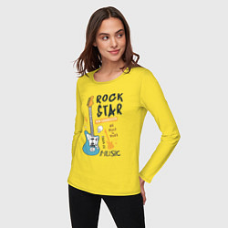 Лонгслив хлопковый женский Rok Star Music, цвет: желтый — фото 2