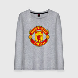 Лонгслив хлопковый женский Манчестер Юнайтед логотип, цвет: меланж