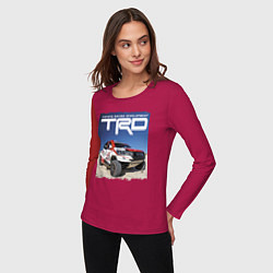 Лонгслив хлопковый женский Toyota Racing Development, desert, цвет: маджента — фото 2