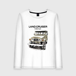 Лонгслив хлопковый женский Toyota Land Cruiser FJ 40 4X4 sketch, цвет: белый