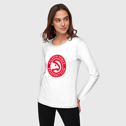 Лонгслив хлопковый женский Атланта Хокс логотип, цвет: белый — фото 2