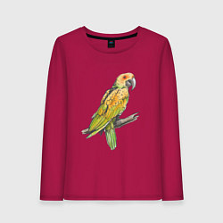 Лонгслив хлопковый женский Любимый попугай, цвет: маджента