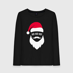 Лонгслив хлопковый женский Санта ХО-ХО-ХО арт, цвет: черный