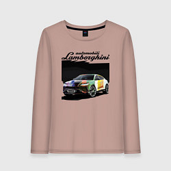 Лонгслив хлопковый женский Lamborghini Urus - это очень круто!, цвет: пыльно-розовый