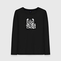 Лонгслив хлопковый женский QR-коте, цвет: черный