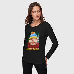 Лонгслив хлопковый женский Eric Cartman 3D South Park, цвет: черный — фото 2