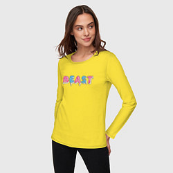 Лонгслив хлопковый женский Mr Beast - Art 1, цвет: желтый — фото 2