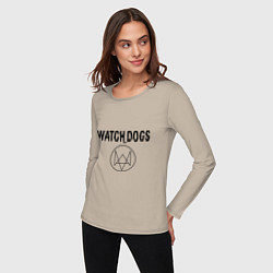 Лонгслив хлопковый женский Watch Dogs, цвет: миндальный — фото 2