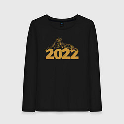 Лонгслив хлопковый женский Gold - Новогодний Тигр 2022, цвет: черный