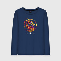 Лонгслив хлопковый женский Мортал Комбат Скорпион эмблема, цвет: тёмно-синий
