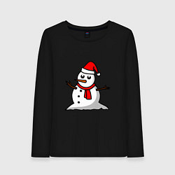 Лонгслив хлопковый женский Двухсторонний снеговик, цвет: черный
