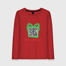 Лонгслив хлопковый женский QR Christmas, цвет: красный