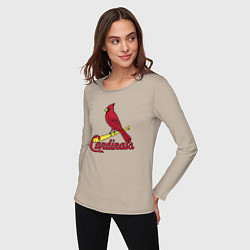 Лонгслив хлопковый женский St Louis Cardinals - baseball team, цвет: миндальный — фото 2