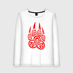 Женский лонгслив ПЕЧАТЬ ВЕЛЕСА КРАСНЫЙ ЛАПА ВОЛКА