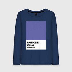 Лонгслив хлопковый женский Цвет Pantone 2022 года - Very Peri, цвет: тёмно-синий
