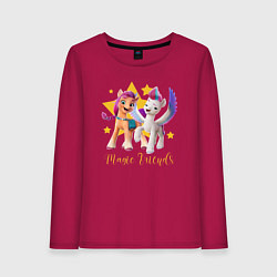 Лонгслив хлопковый женский Magic Pony Friends, цвет: маджента