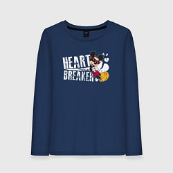 Лонгслив хлопковый женский Mickey heart Breaker, цвет: тёмно-синий