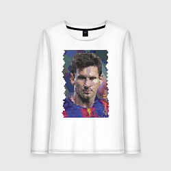 Лонгслив хлопковый женский Lionel Messi - striker, Barcelona, цвет: белый