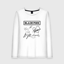 Лонгслив хлопковый женский BLACKPINK АВТОГРАФЫ ЧЁРНЫЙ БЛЭКПИНК, цвет: белый