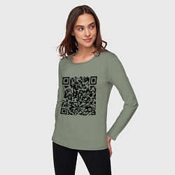 Лонгслив хлопковый женский QR-код Скала Джонсон, цвет: авокадо — фото 2