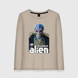 Лонгслив хлопковый женский Resident alien, цвет: миндальный