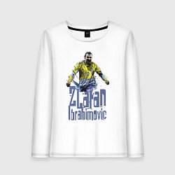 Лонгслив хлопковый женский Zlatan Ibrahimovich - Milan цвета белый — фото 1
