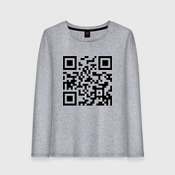 Лонгслив хлопковый женский Хочу в тайгу - QR code, цвет: меланж