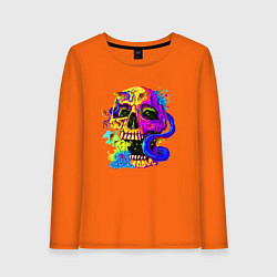 Лонгслив хлопковый женский Art skull!, цвет: оранжевый