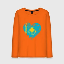 Лонгслив хлопковый женский Kazakhstan Heart, цвет: оранжевый