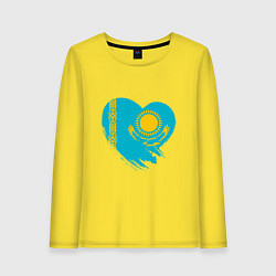 Лонгслив хлопковый женский Сердце - Казахстан, цвет: желтый